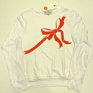 WILDFOX Bow Sweater Christmas Holiday red white